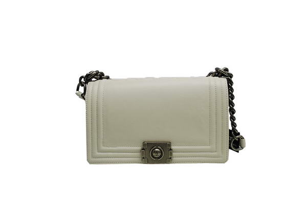 7A Chanel A30157 White Calfskin mini Le Boy Flap Shoulder Bag Silver Hardware Online